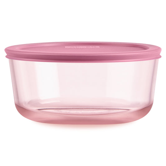 Pyrex® Simply Store® Tinted Glass 7-cup Round Storage Container with Lid, Pink