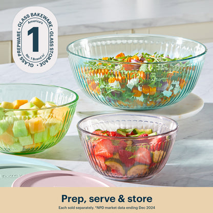 Pyrex® Colors Sculpted Tinted 4.5-quart Mixing Bowl with Lid, Aqua