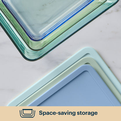 Pyrex® Simply Store® Tinted Glass Rectangle Storage Containers, 6-pc Set, Mixed Colors