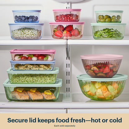 Pyrex® Simply Store® Tinted Glass Round Storage Containers, 10-pc Set, Mixed Colors