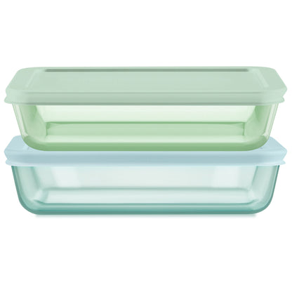 Pyrex® Simply Store® Tinted Glass 3-cup Rectangle Storage Containers, 4-pc Set, Mixed Colors