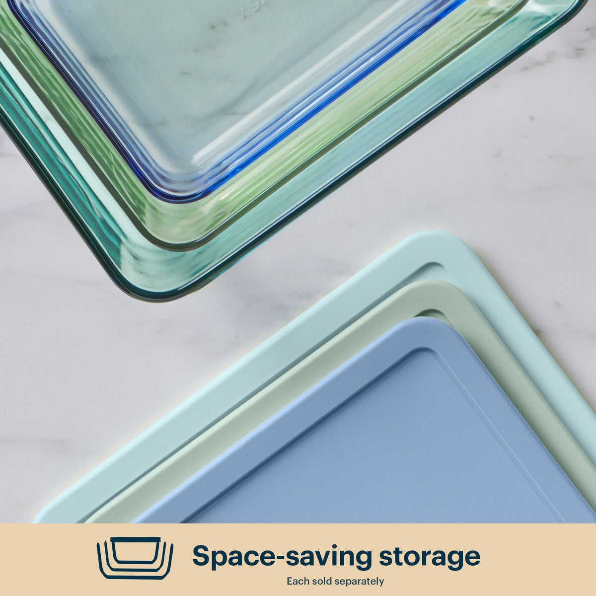 Pyrex® Simply Store® Tinted Glass 3-cup Rectangle Storage Containers, 4-pc Set, Mixed Colors