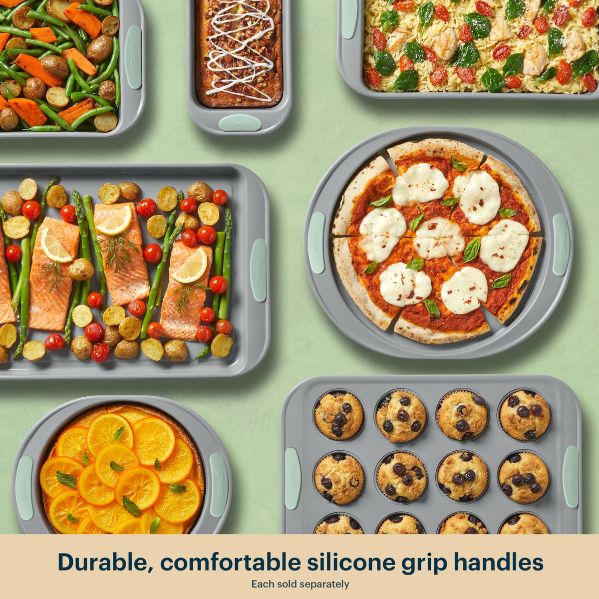 Pyrex® Metal Bakeware 3-Piece Large Cookie Sheet Set in Sage