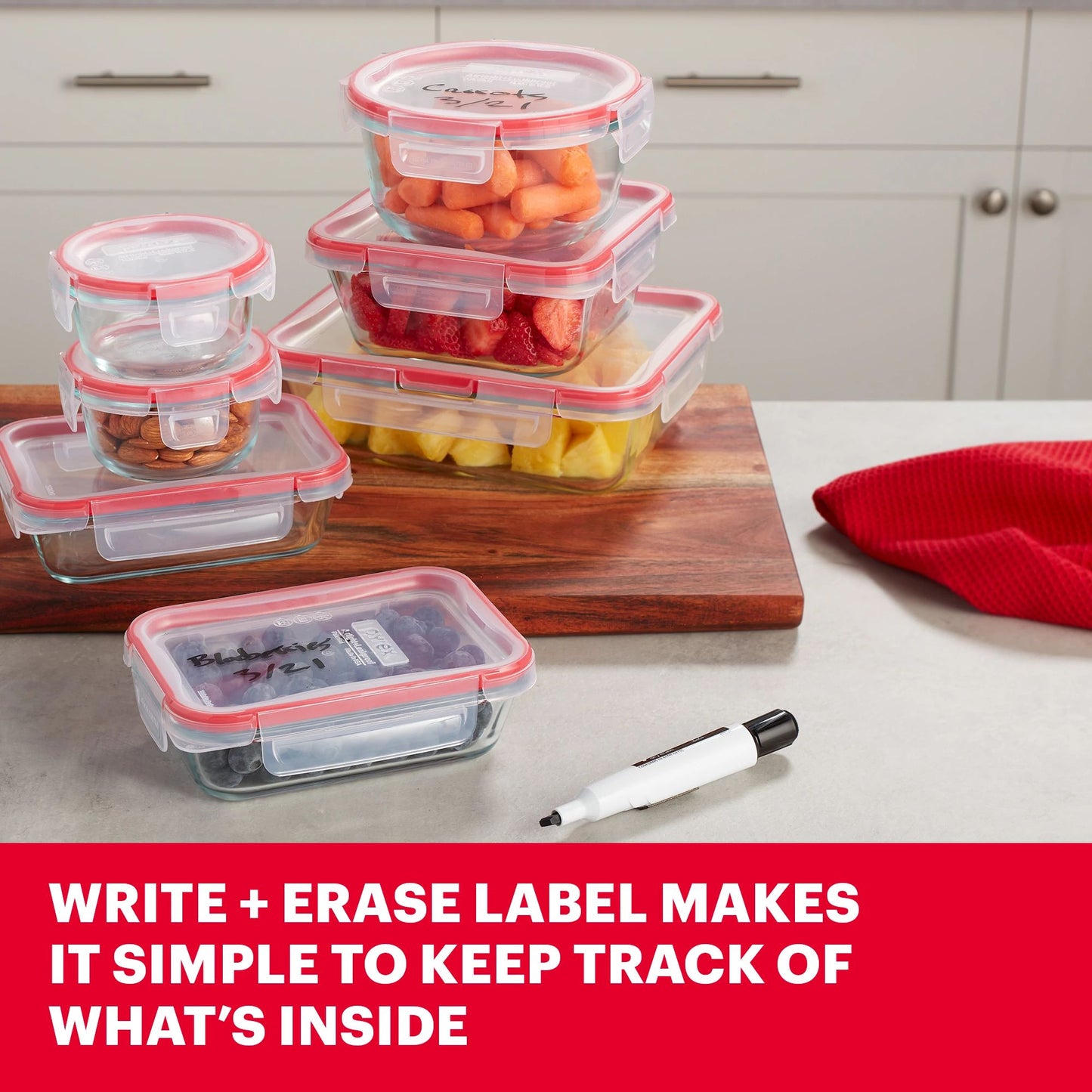 Pyrex® FreshLock™ 14-piece Mixed-Size Glass Storage Set