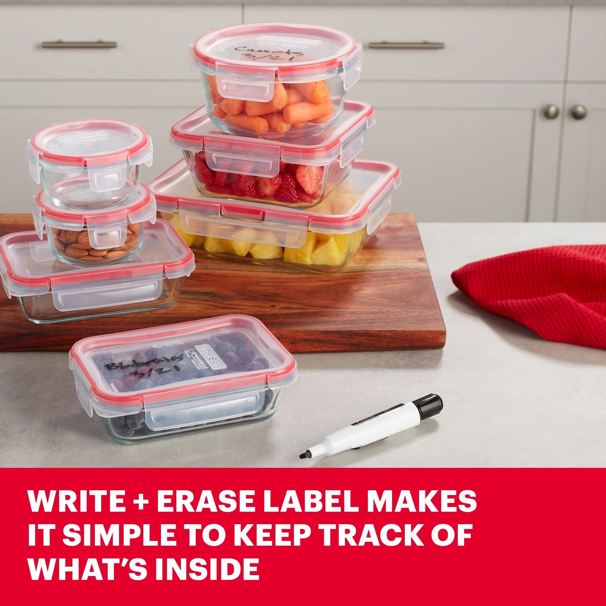 Pyrex® FreshLock™ 14-piece Mixed-Size Glass Storage Set