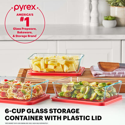 Pyrex® Simply Store® 6-Cup Rectangle Glass Storage with Plastic Lid