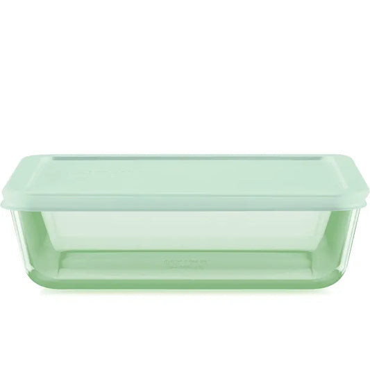 Pyrex® Simply Store® Tinted 6-cup Rectangle Storage with Green Plastic Lid