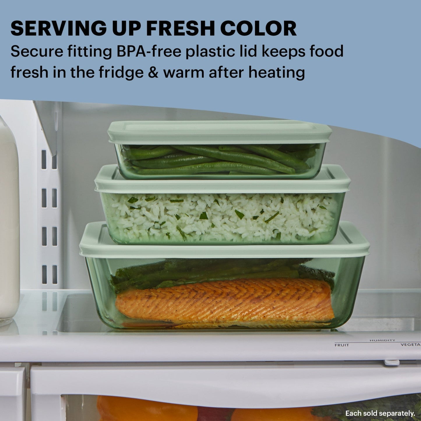 Pyrex® Simply Store® Tinted 11-cup Rectangle Storage with Green Plastic Lid