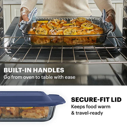 Pyrex® Colors Sculpted Tinted 4-piece Baking Set with Plastic Lids, Smoke