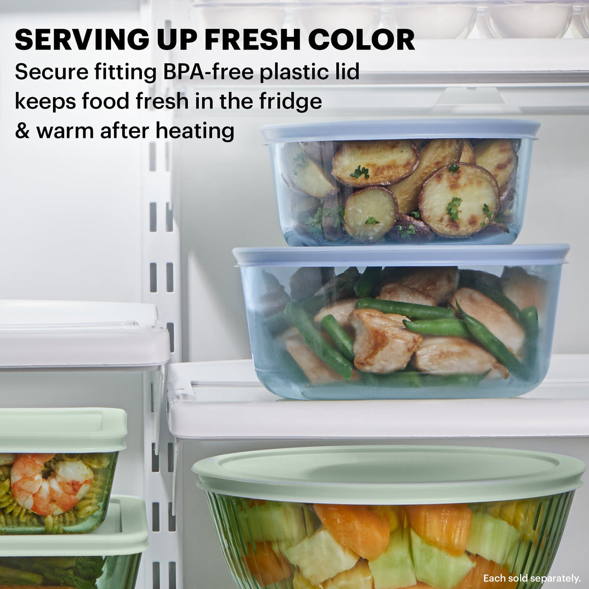 Pyrex® Simply Store® Tinted 10-piece Round Storage Set with Blue Plastic Lids