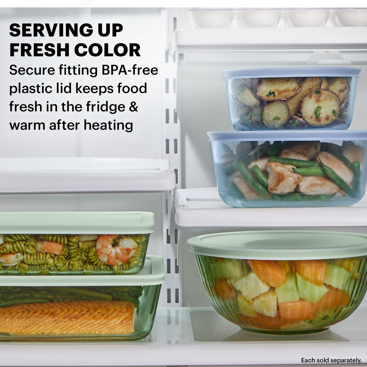 Pyrex® Simply Store® Tinted 12-piece Storage Set with Plastic Lids, Green and Blue