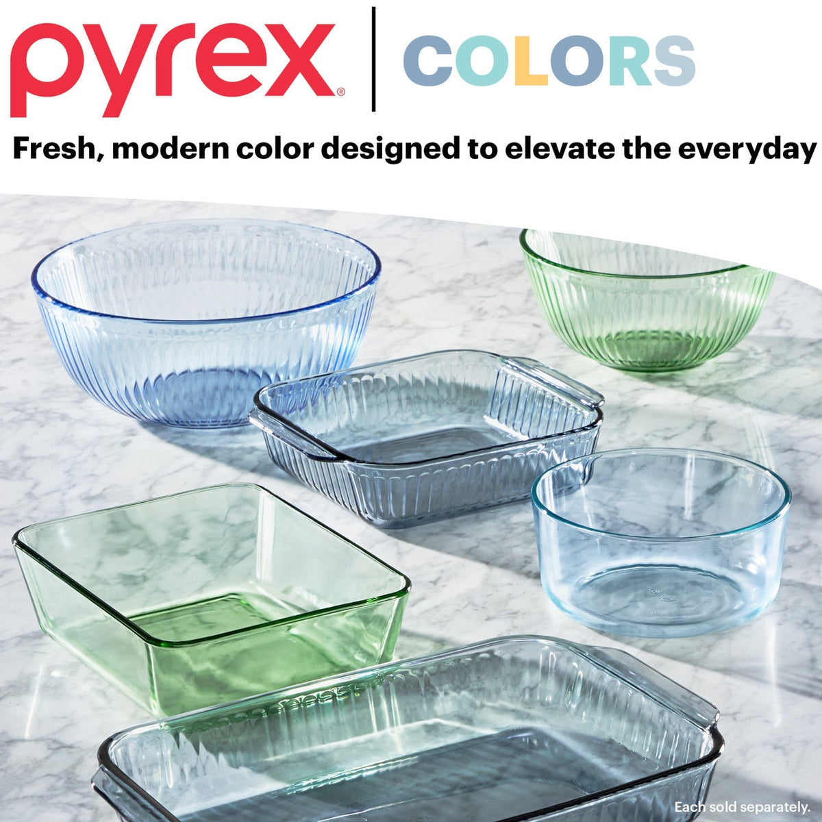 Pyrex® Simply Store® Tinted 4-piece Rectangle Storage Set with Green Plastic Lids