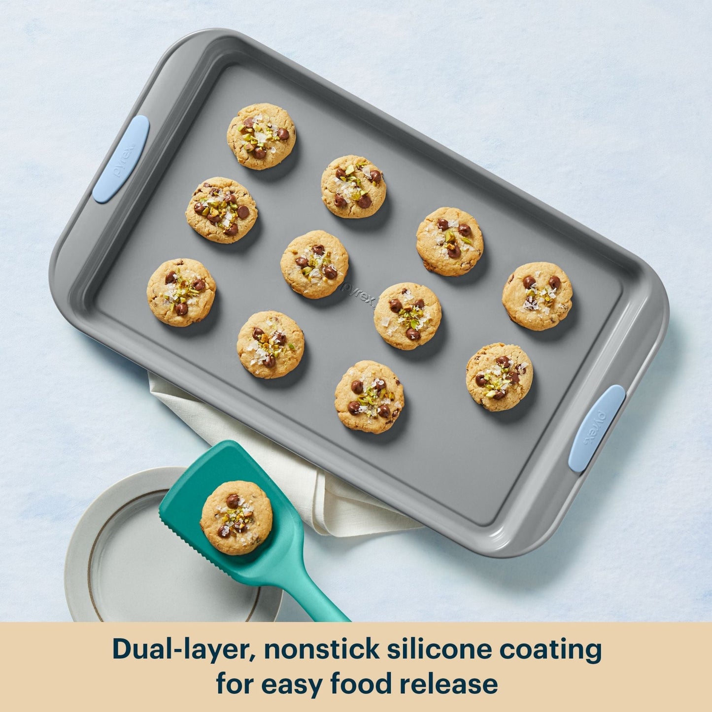 Pyrex® Metal Bakeware 3-Piece Large Cookie Sheet Set in Cerulean