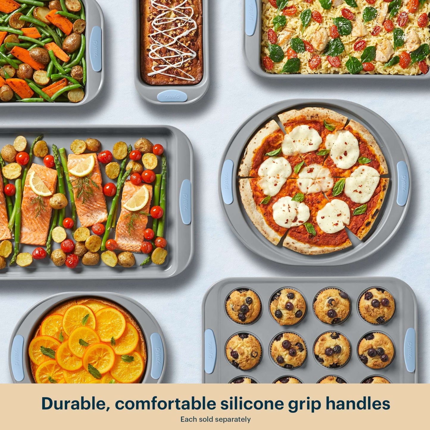 Pyrex® Metal Bakeware 3-Piece Large Cookie Sheet Set in Cerulean